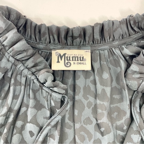 Show Me Your MuMu Alicia Tunic Satin Black Grey Cheetah Print Boho Button Up Top - Picture 6 of 8